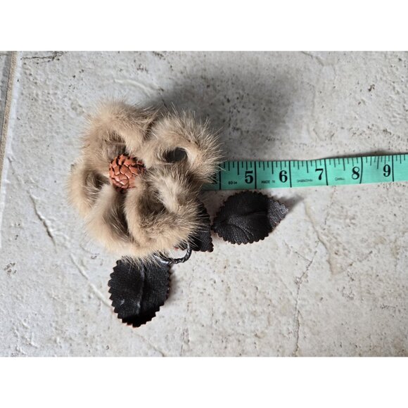 Fur and Leather Flower Charm Corsage Accessory Retro Outfit Wild Rose 50s 60s - Picture 6 of 10